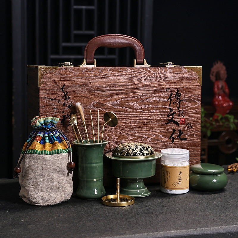 Yue Kiln Celadon Song Rhyme Incense Stove Set