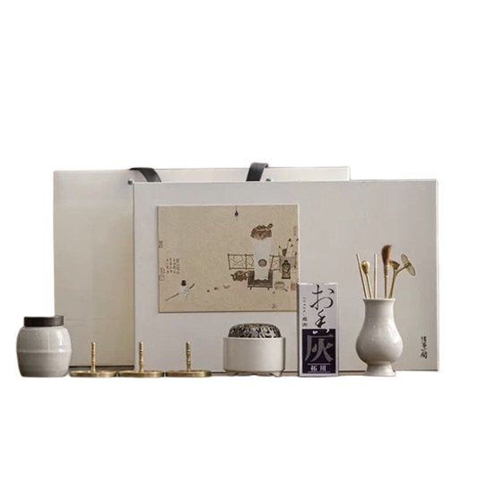 Grass and Wood Gray White Porcelain Fragrant Seal Set