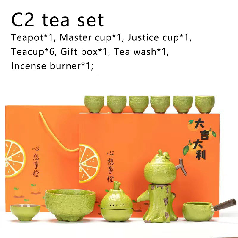 Lucky Orange Automatic Tea Set