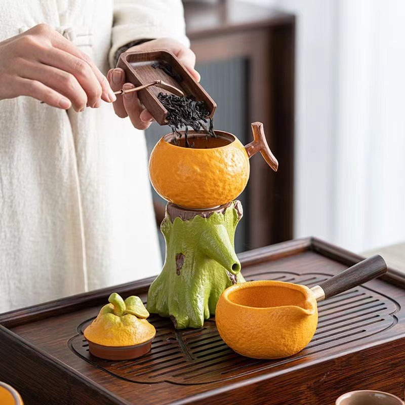 Lucky Orange Automatic Tea Set