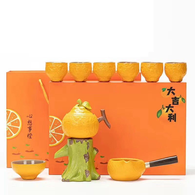 Lucky Orange Automatic Tea Set