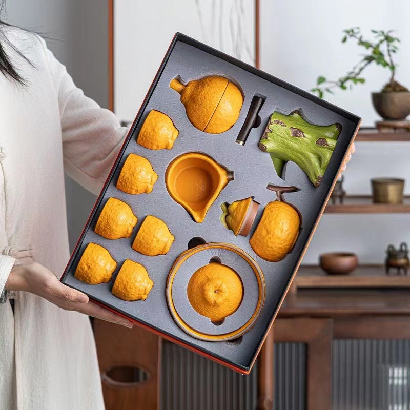 Lucky Orange Automatic Tea Set