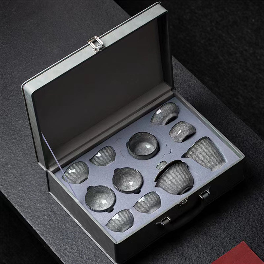 Black Ice Ice Pattern Ceramic Kung Fu Tea Set