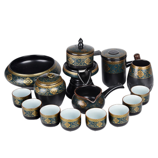 Vintage Gilt Automatic Tea Set With Wisteria Flower