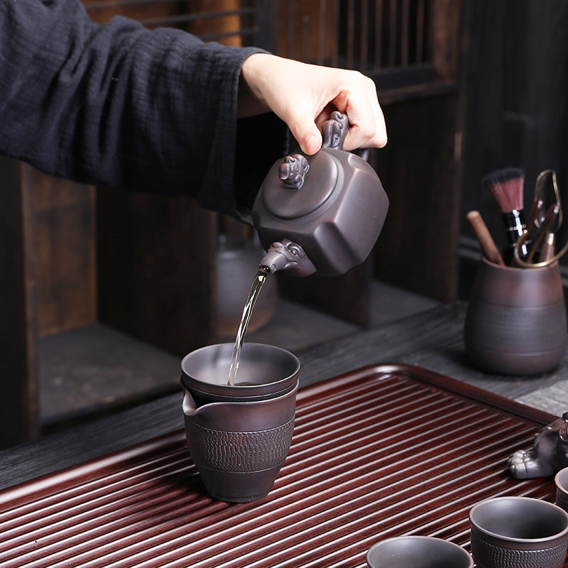 Jianshui Purple Pottery One Pot Four Cups Travel Tea Set