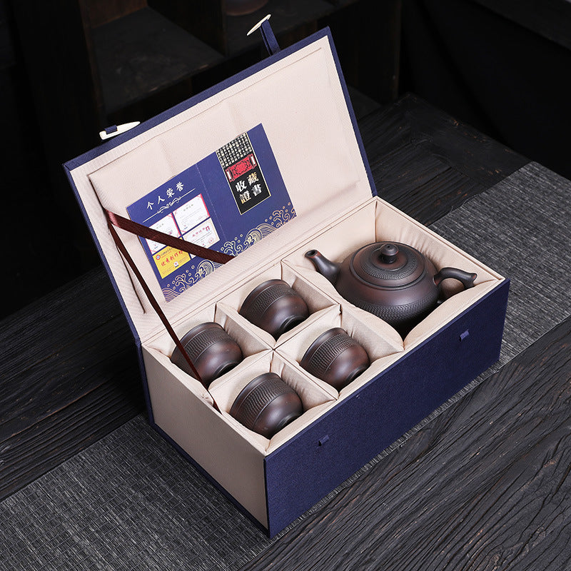 Jianshui Purple Pottery One Pot Four Cups Travel Tea Set