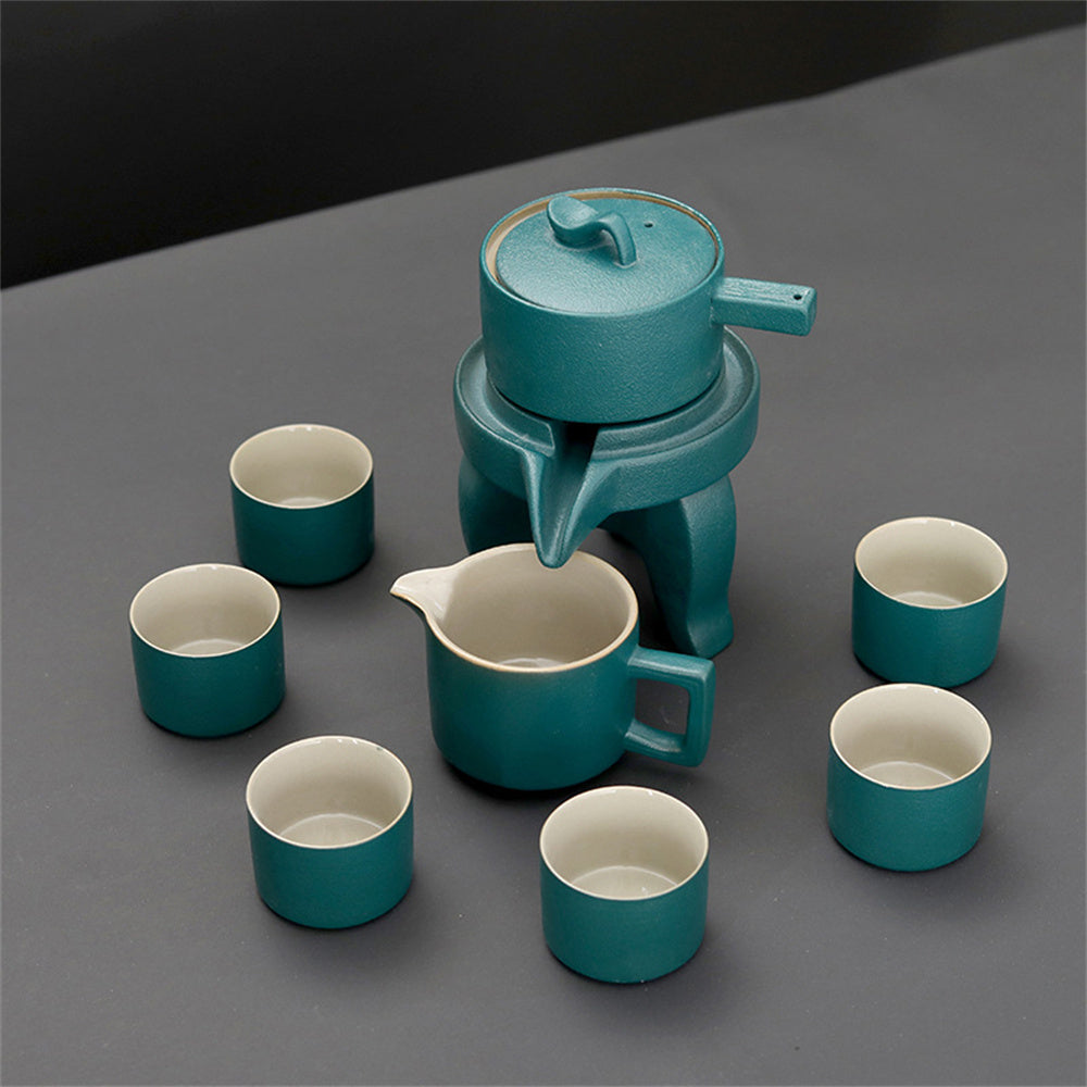 Black Pottery Stone Mill Automatic Tea Set