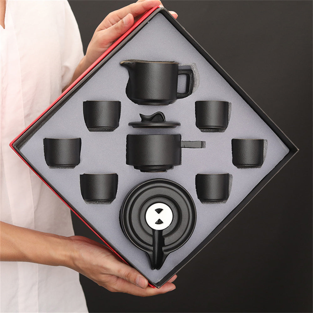Black Pottery Stone Mill Automatic Tea Set