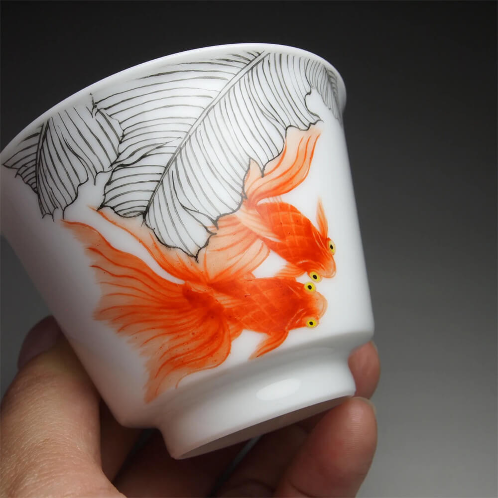 Fencai Goldfish Tianbai Porcelain Teacup