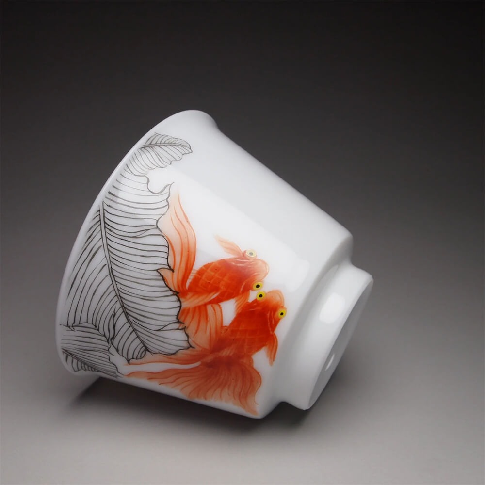 Fencai Goldfish Tianbai Porcelain Teacup