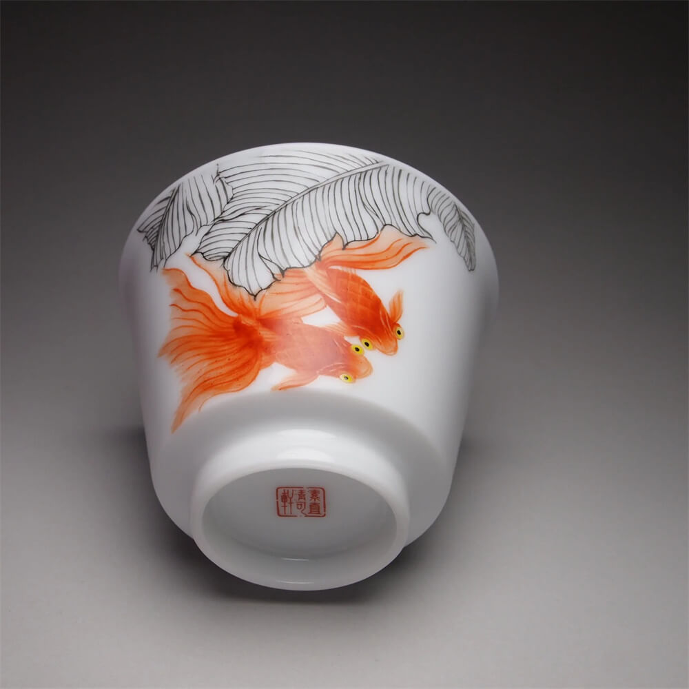 Fencai Goldfish Tianbai Porcelain Teacup