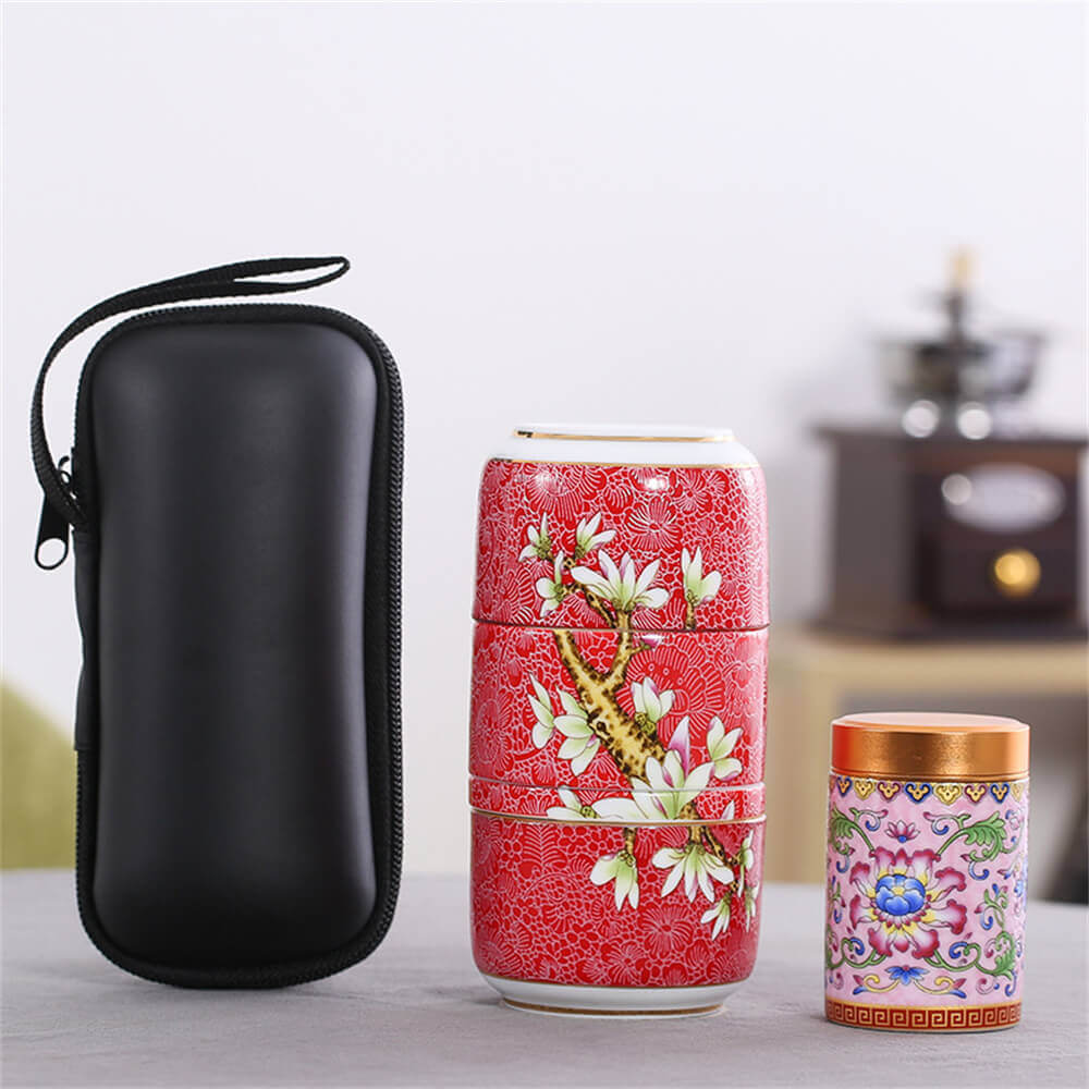 Bird's song and fragrance of flowers concentric travel tea set