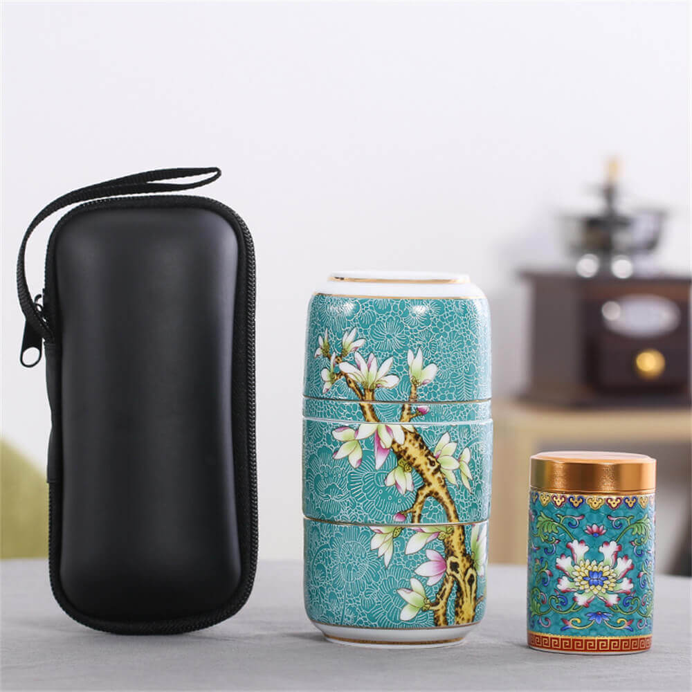 Bird's song and fragrance of flowers concentric travel tea set