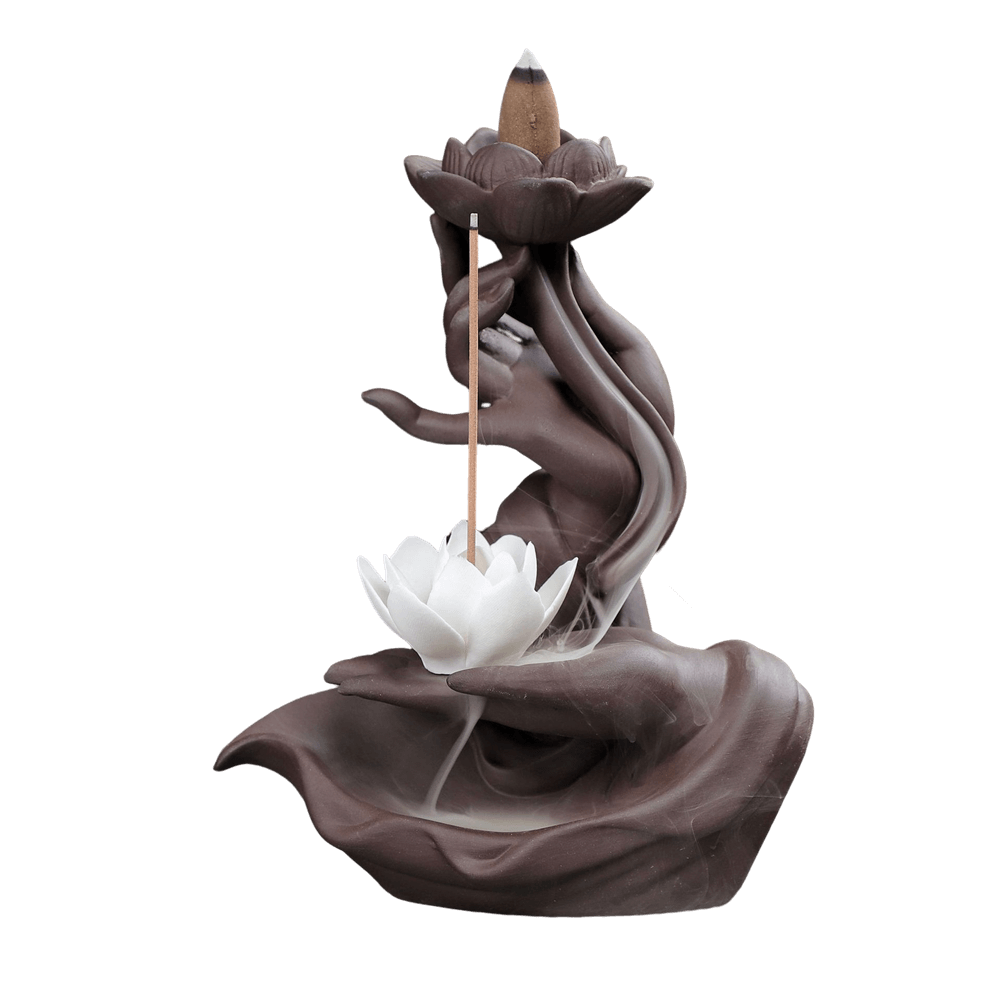 Buddhist hand back flow incense burner