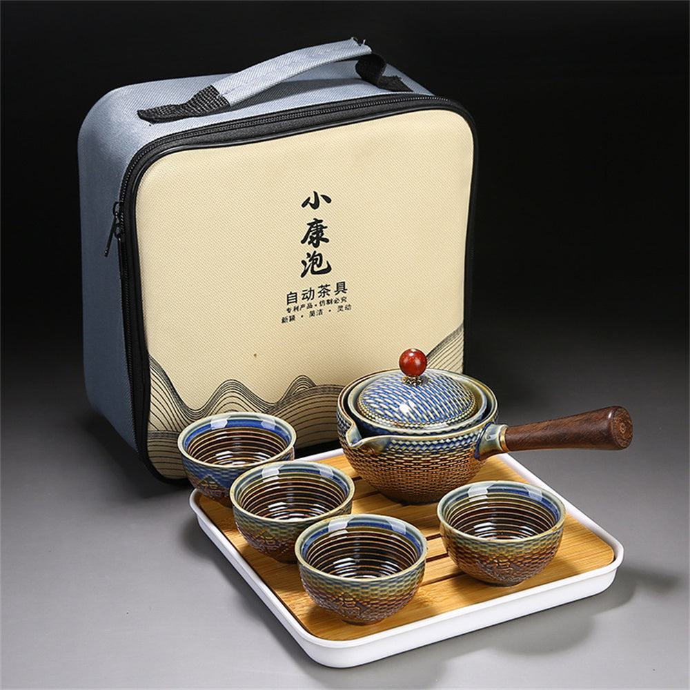 Rocking Wooden Handle Teapot Automatic Tea Set