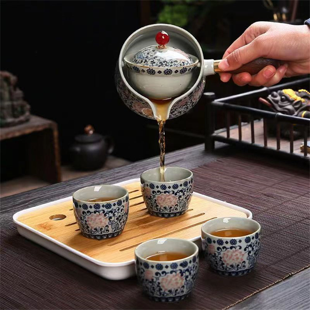 Vintage Lotus Swinging Teapot Travel Tea Set