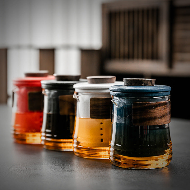 Simple Color Glass Ceramic Portable Outdoor One Pot and Six Cups Travel Tea Set