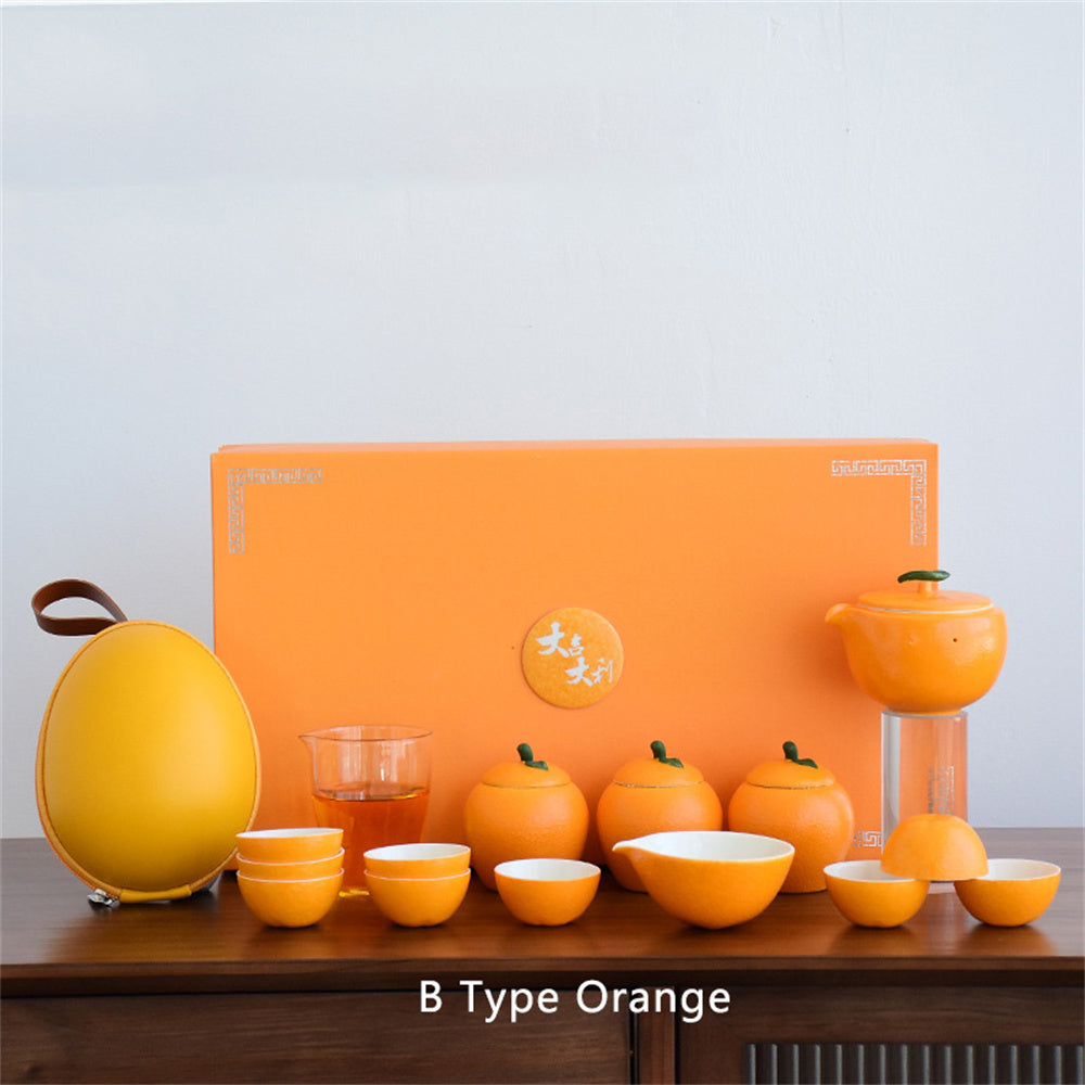Tangerine Auspicious Tea Set