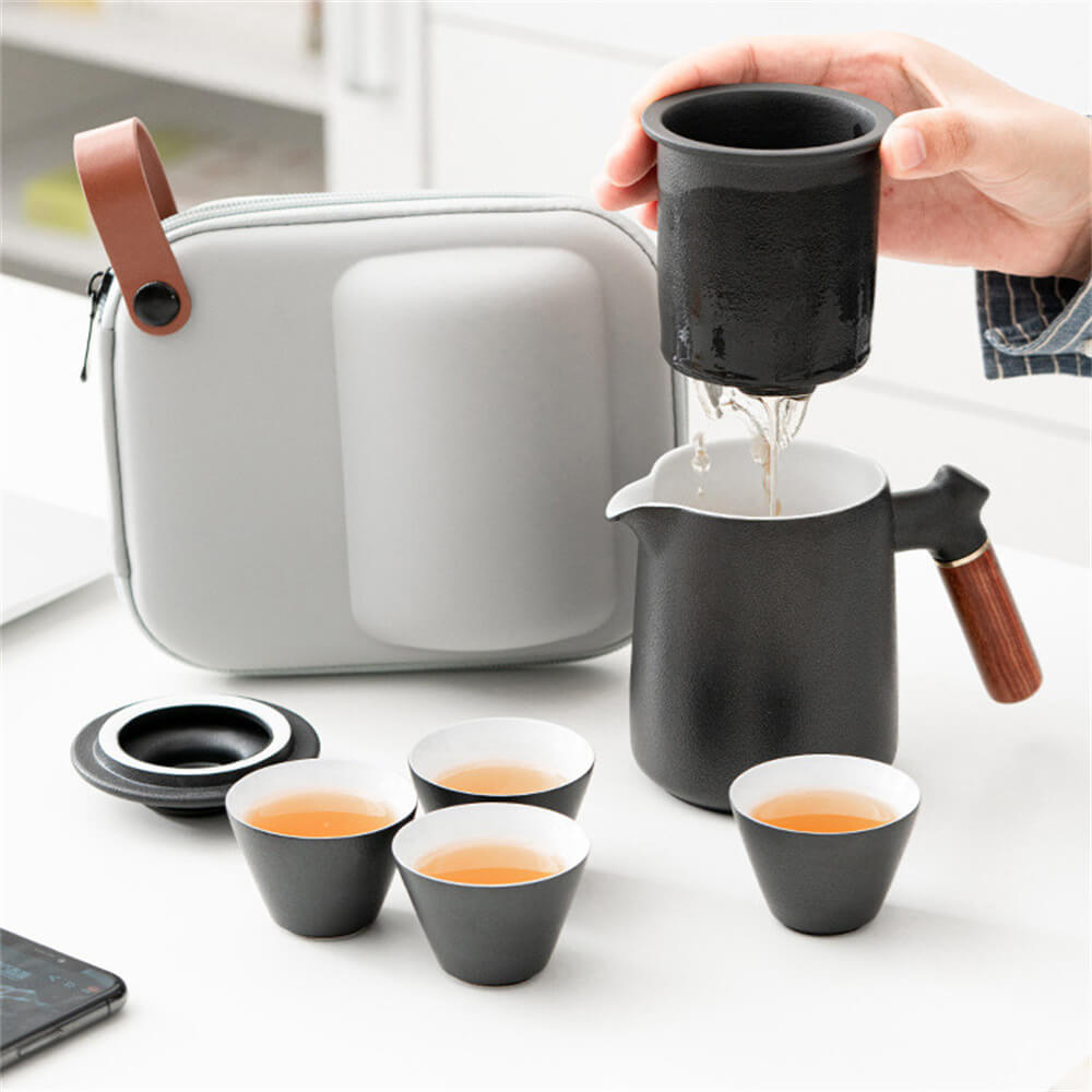 Frosted texture one pot of four cups travel and office tea set