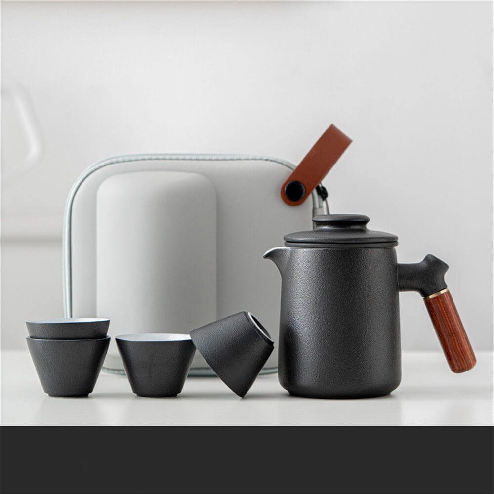Frosted texture one pot of four cups travel and office tea set