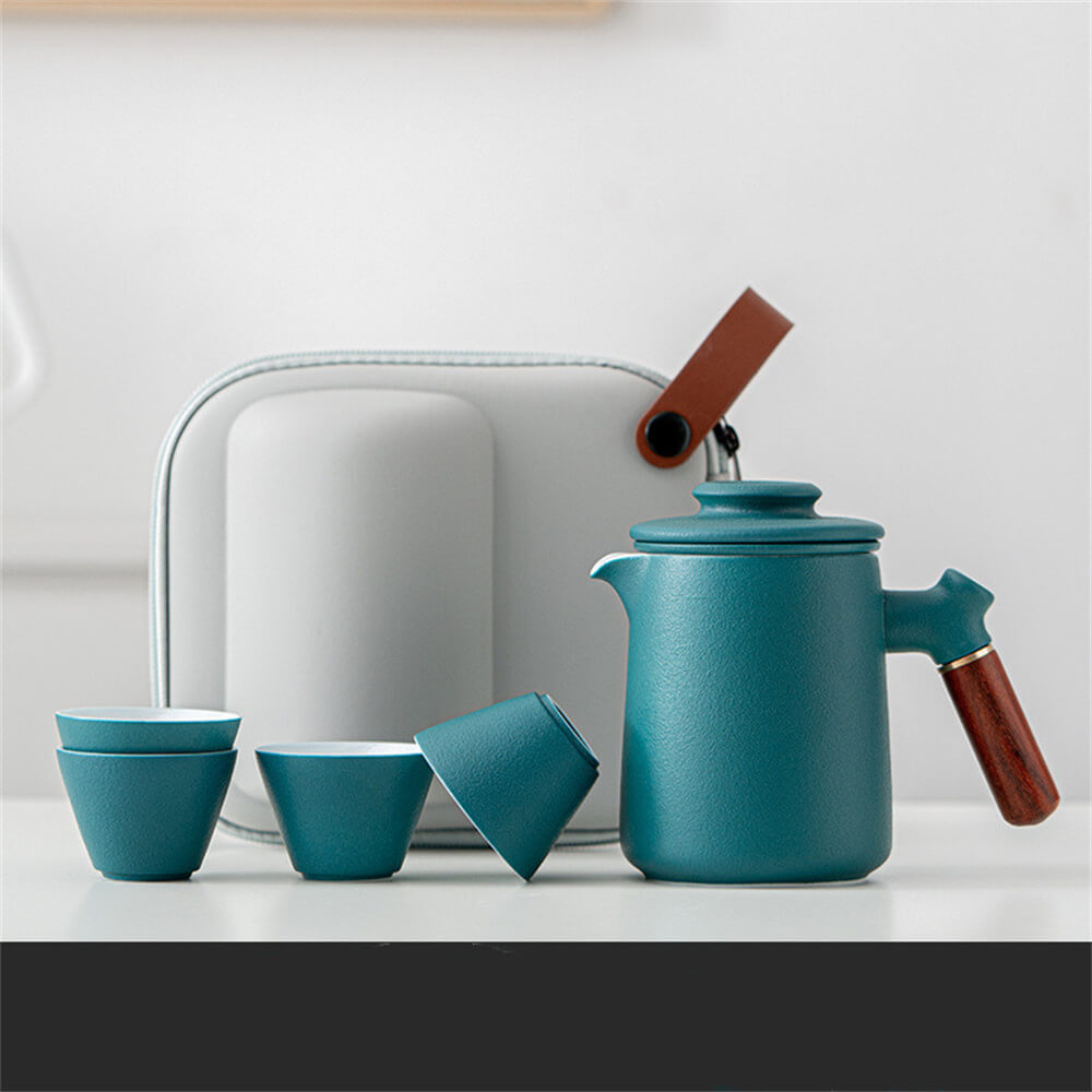 Frosted texture one pot of four cups travel and office tea set