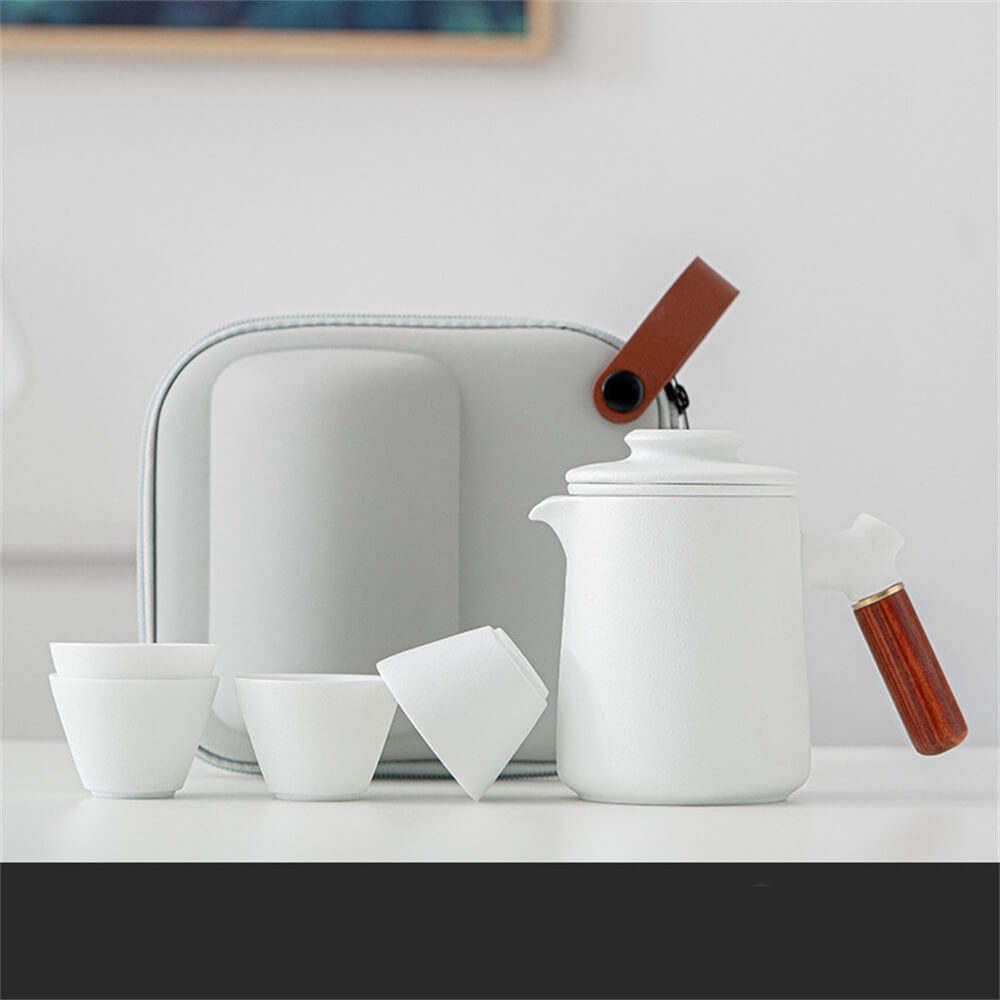 Frosted texture one pot of four cups travel and office tea set