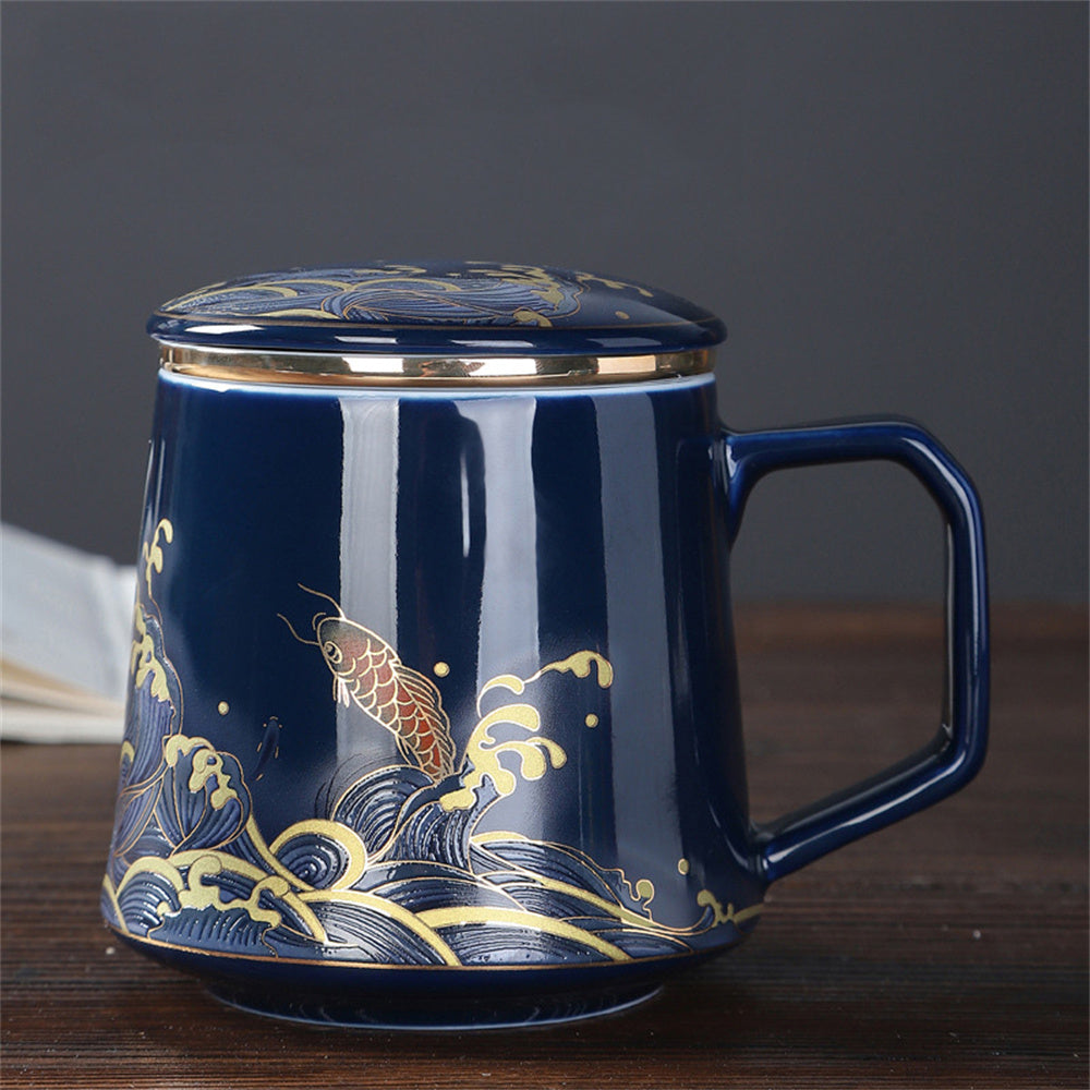 Fish Jump Over The Dragon Gate Mug Office Cup