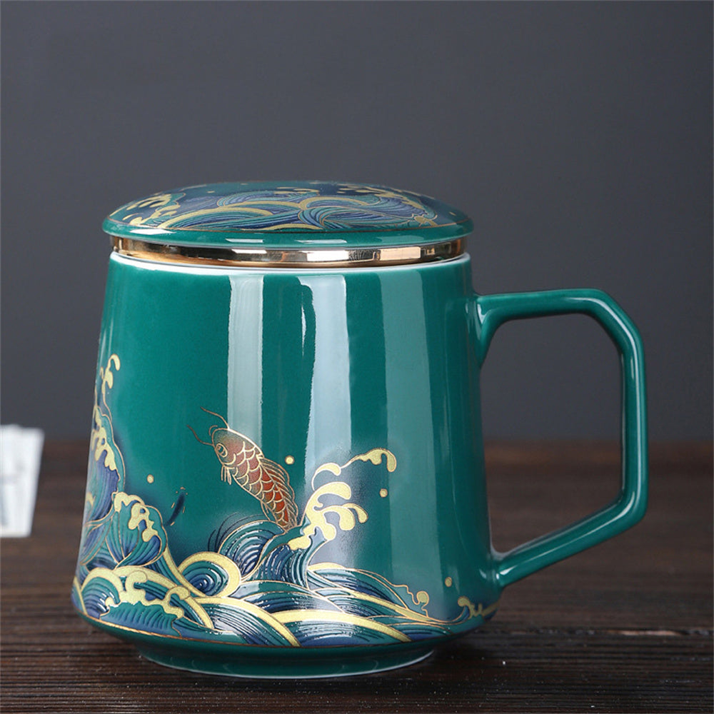 Fish Jump Over The Dragon Gate Mug Office Cup