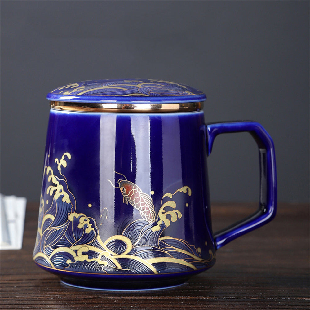 Fish Jump Over The Dragon Gate Mug Office Cup
