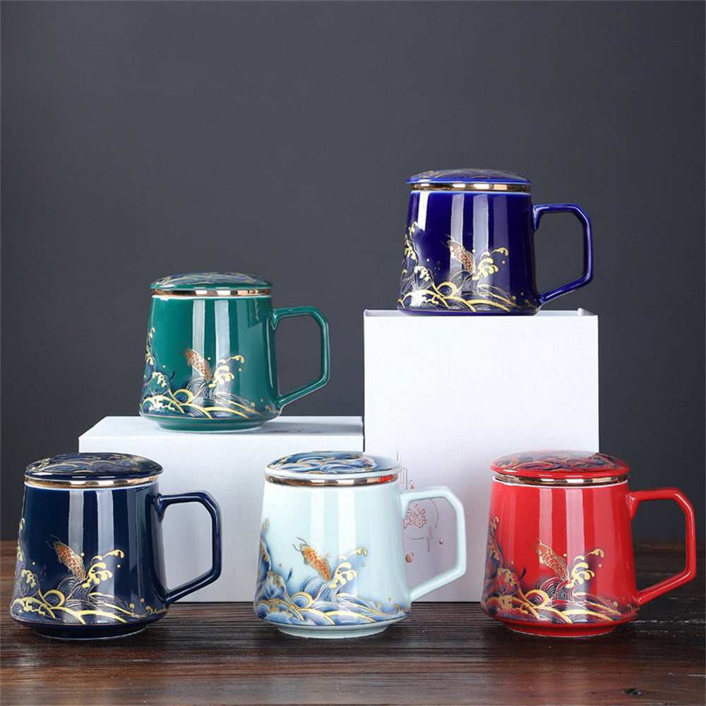 Fish Jump Over The Dragon Gate Mug Office Cup