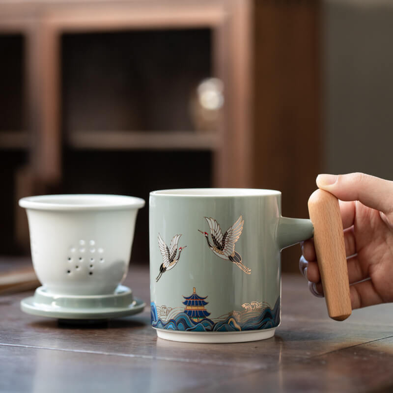 Cranes Fly Ceramic Office Cup
