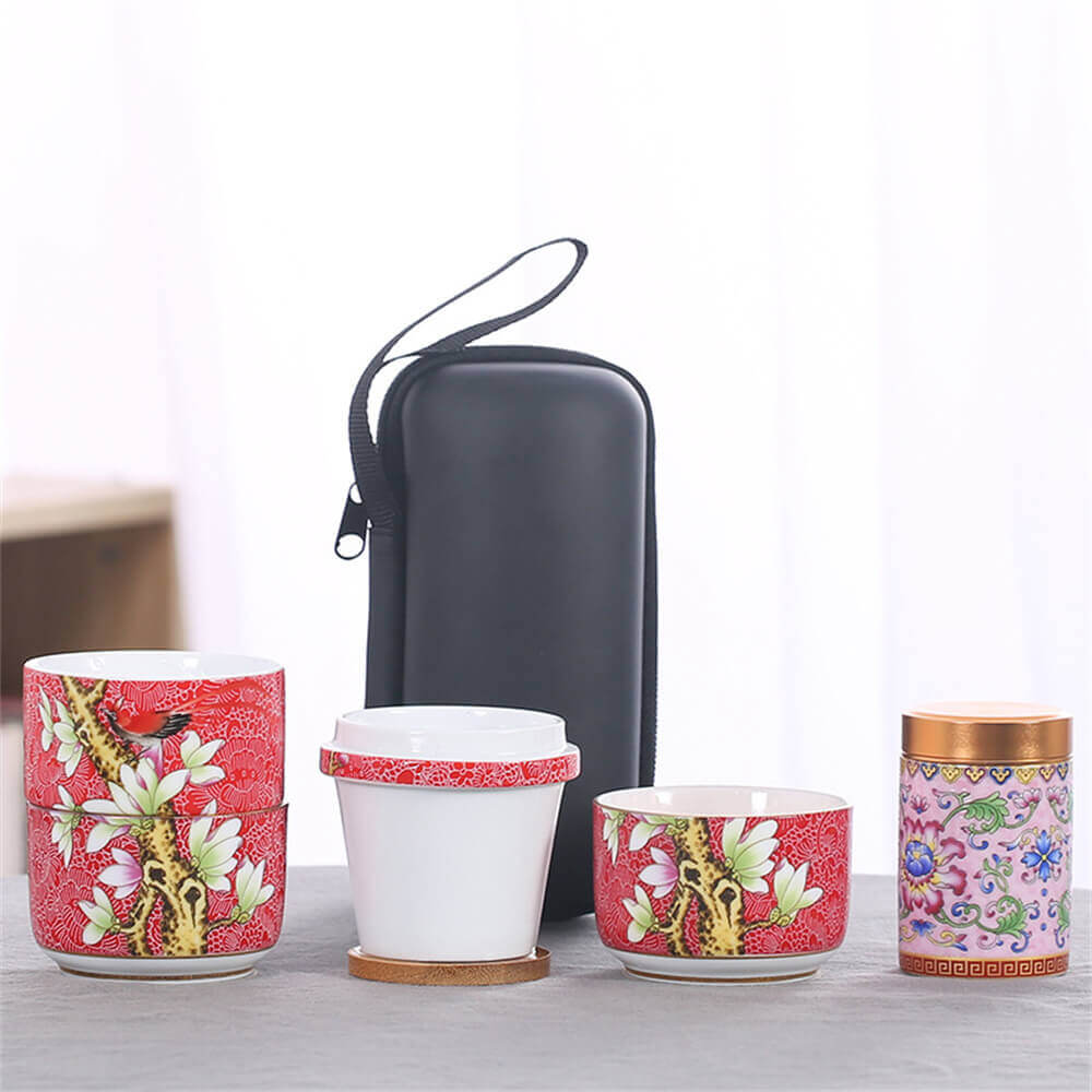 Bird's song and fragrance of flowers concentric travel tea set