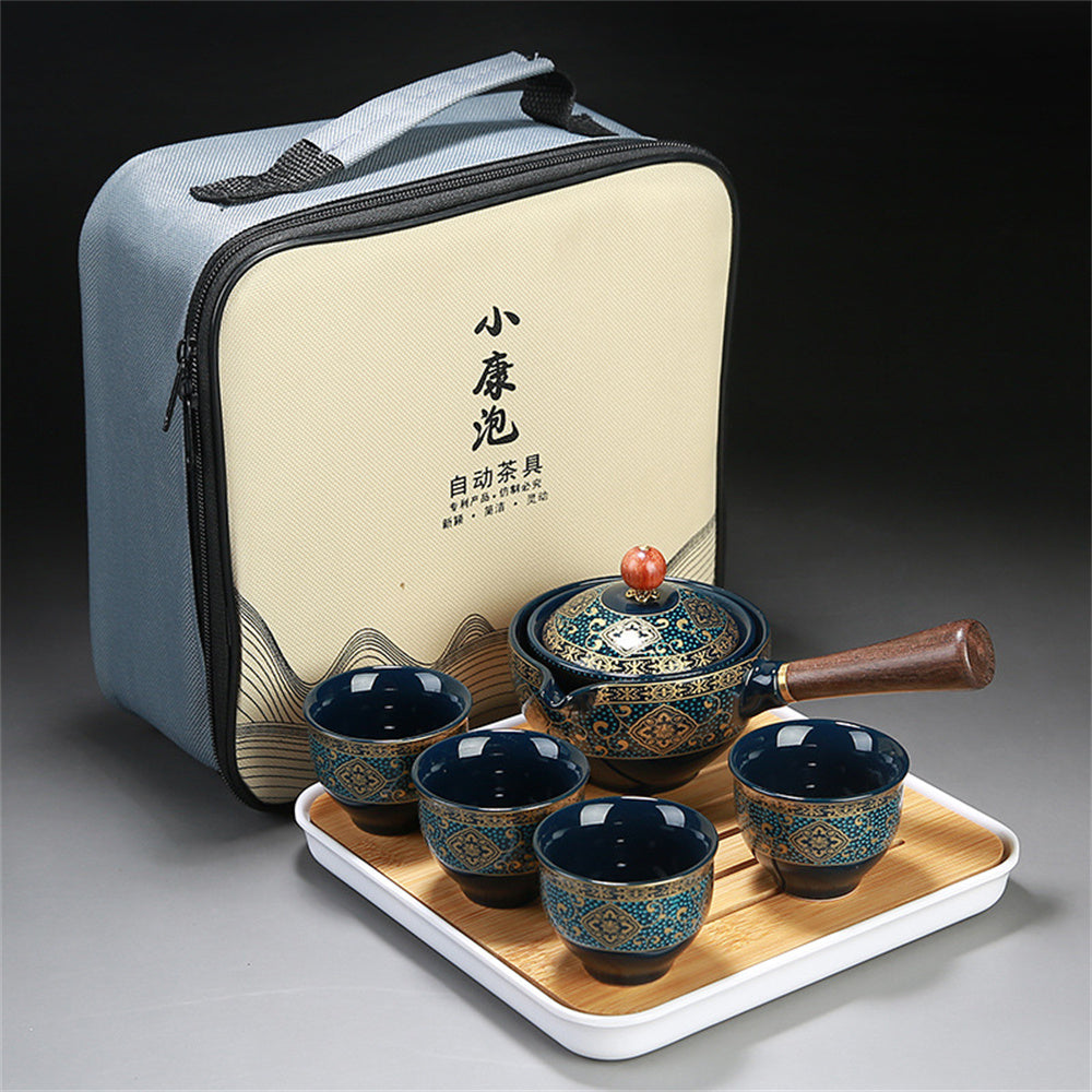 Rocking Wooden Handle Teapot Automatic Tea Set