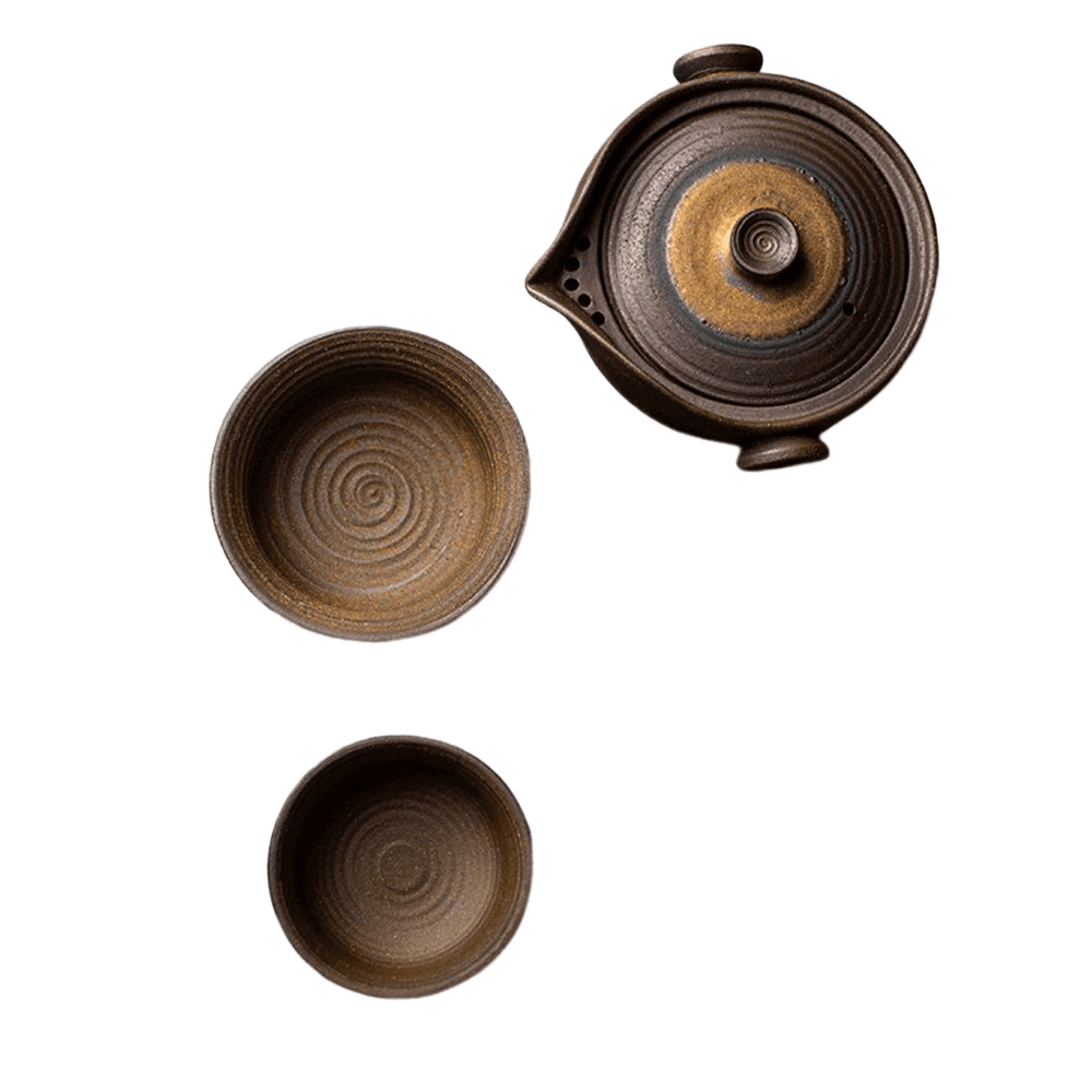 Ceramic Lotus Traveling Tea Set