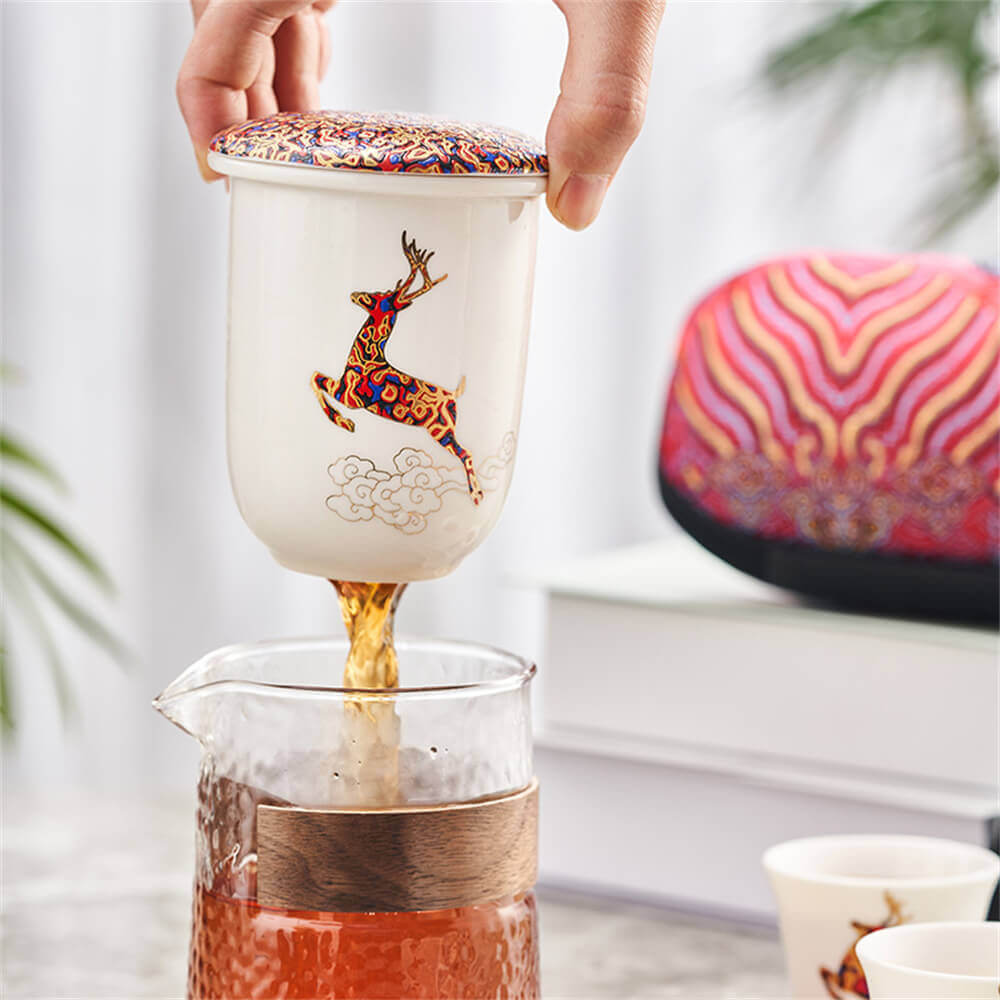 Blessing Of Deer One Pot Of Three Cups Tea Set
