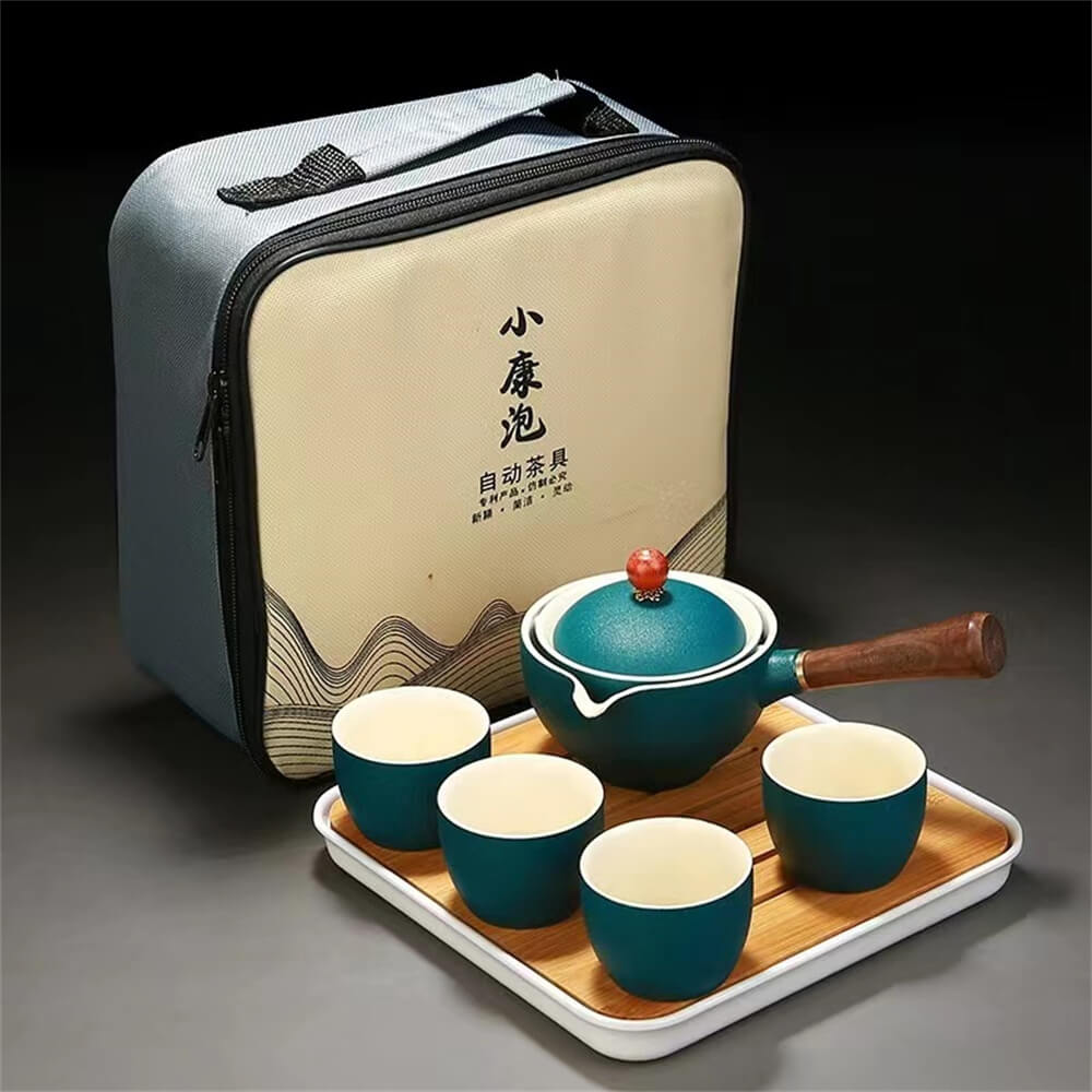 Rocking Wooden Handle Teapot Automatic Tea Set