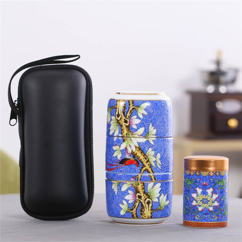 Bird's song and fragrance of flowers concentric travel tea set