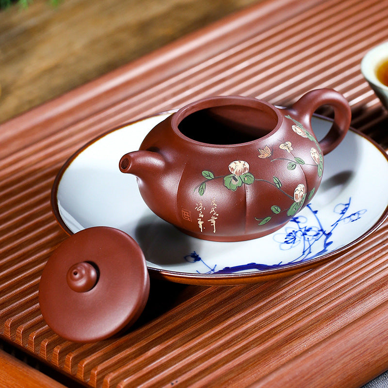 Lucky Strike Painted Flowers Teapot