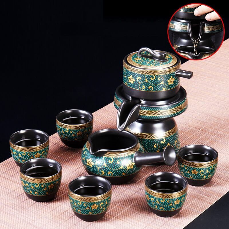 9Pcs Retro Gilding Procelain Teaware Set