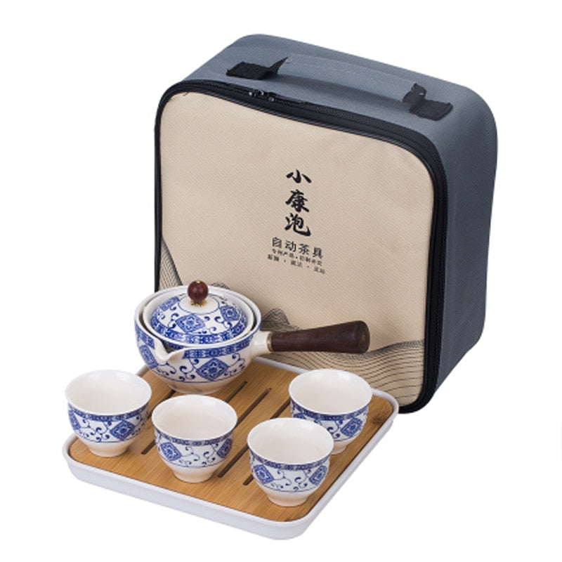 Rocking Wooden Handle Teapot Automatic Tea Set