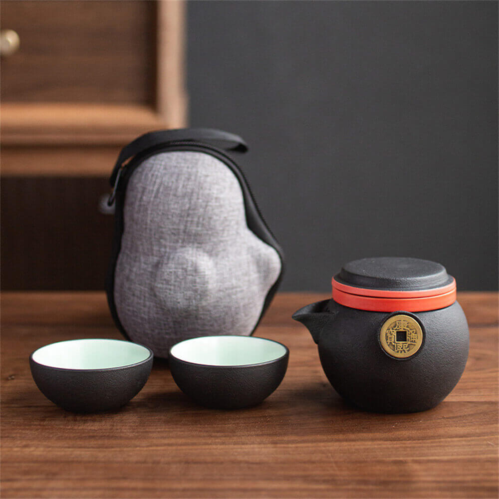 Penguin Treasure One Pot Of Two Cups Travel Tea Set