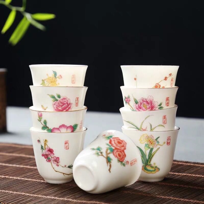 Hand-painted Lotus Leaf Tea Cup