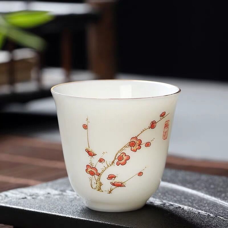 Hand-painted Lotus Leaf Tea Cup