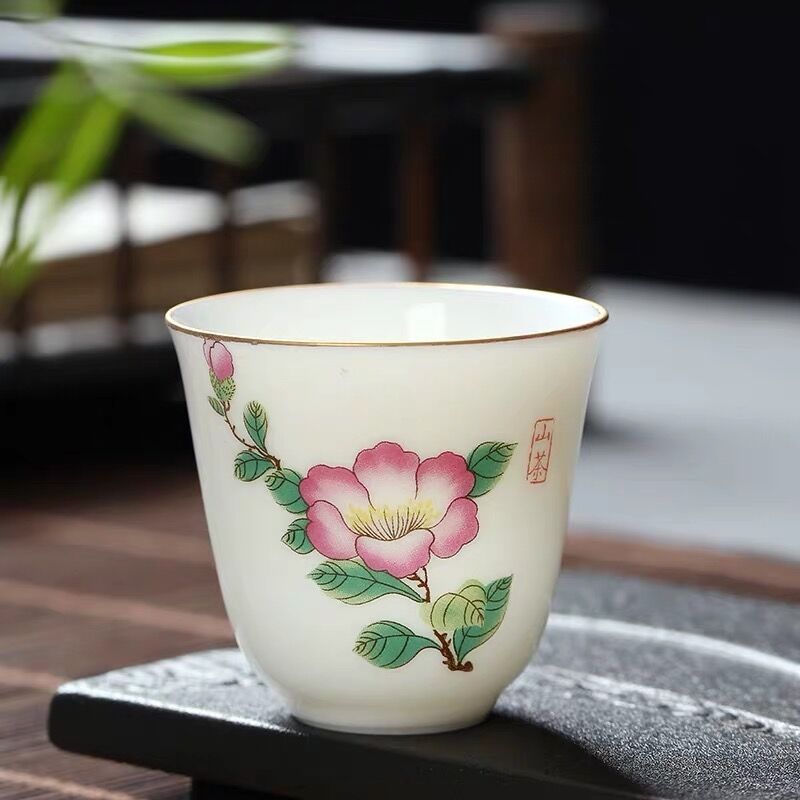 Hand-painted Lotus Leaf Tea Cup