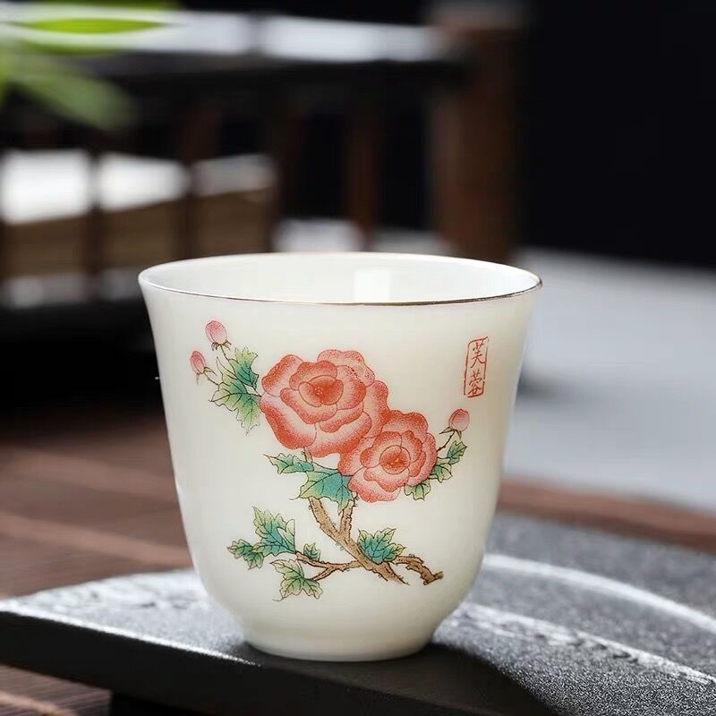 Hand-painted Lotus Leaf Tea Cup