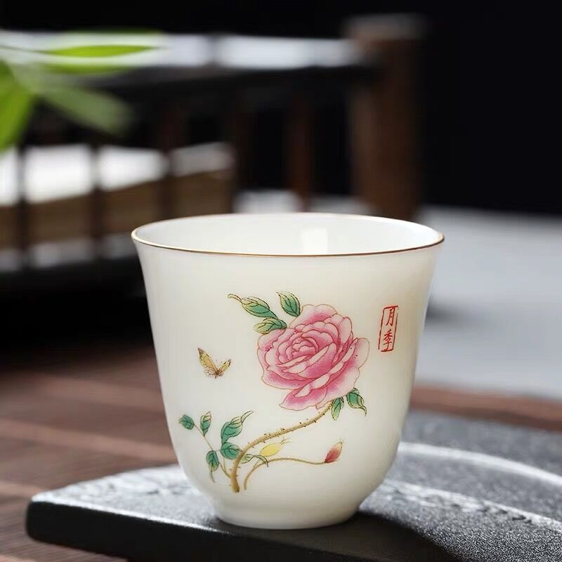 Hand-painted Lotus Leaf Tea Cup