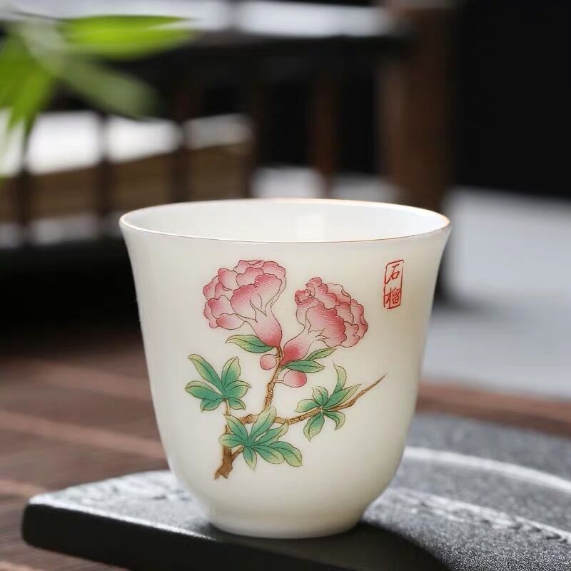 Hand-painted Lotus Leaf Tea Cup