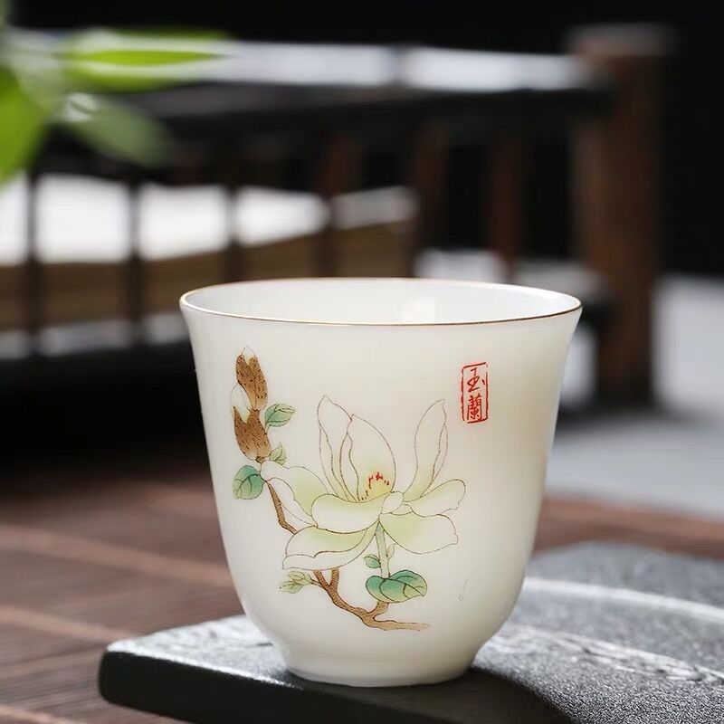 Hand-painted Lotus Leaf Tea Cup