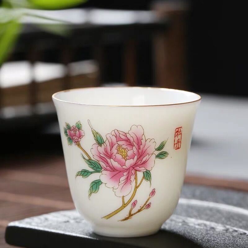Hand-painted Lotus Leaf Tea Cup