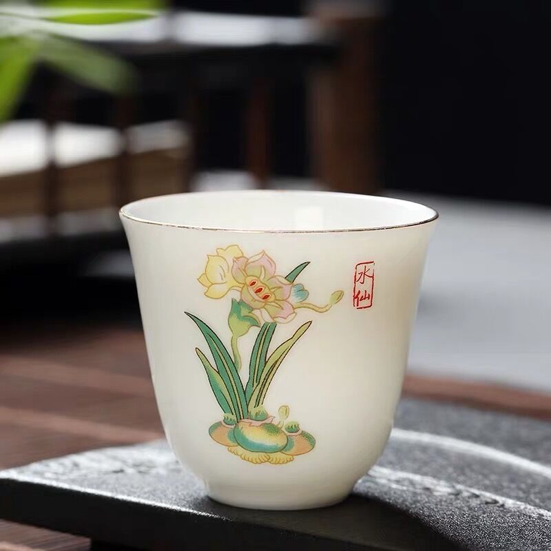 Hand-painted Lotus Leaf Tea Cup